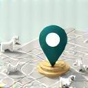 Map pin over Bristol city with dog icons
