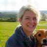 Rosie Humphries and beagle on Bristol Downs